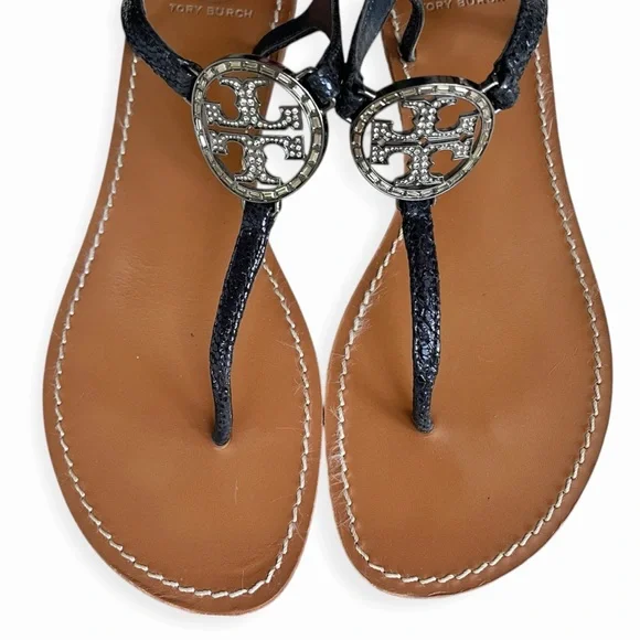 TORY BURCH Violet Metallic Thong Sandal Flip Flop Flats, Size 10